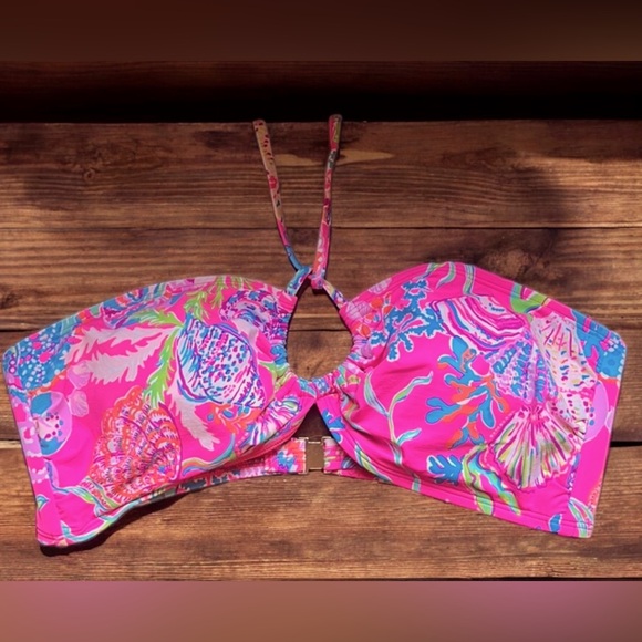 New Lilly Pulitzer Aven 16/XL Pink Isle Shell Me Something Good Bandeau Halter - Picture 3 of 6